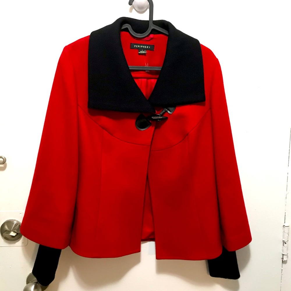 Periphery red and black poncho cape coat  size 2